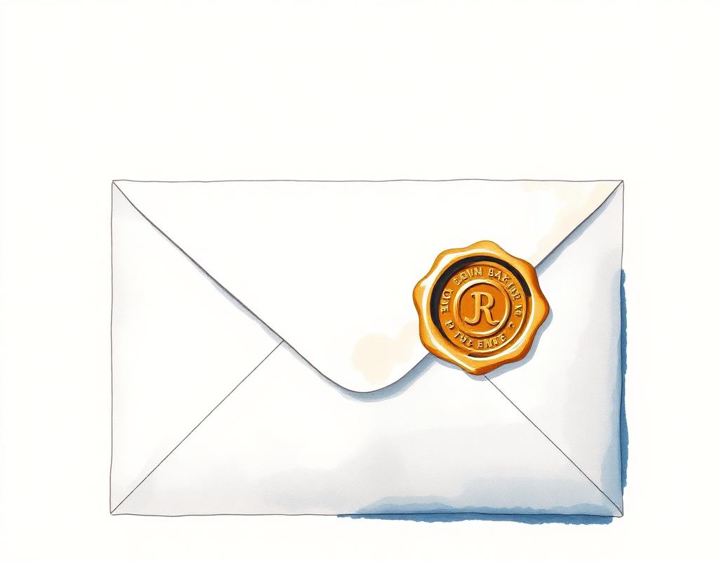 A wax-sealed envelope resting on parchment